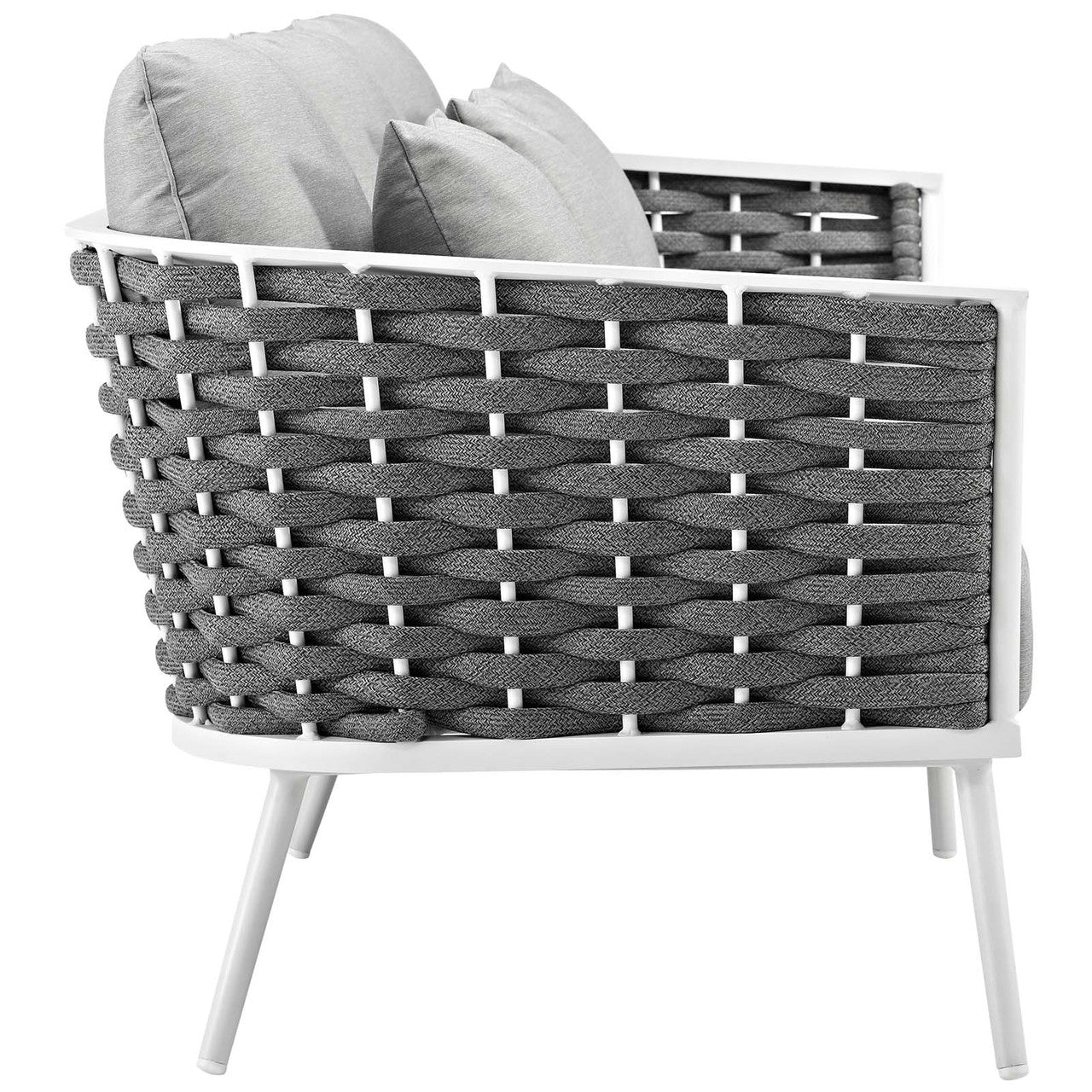 Stance 2 Piece Outdoor Patio Aluminum Sectional Sofa Set, Fabric Aluminium, White Grey Gray 15332