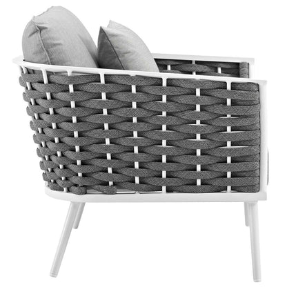 Stance 2 Piece Outdoor Patio Aluminum Sectional Sofa Set, Fabric Aluminium, White Grey Gray 15332