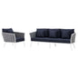 Stance 2 Piece Outdoor Patio Aluminum Sectional Sofa Set, Fabric Aluminium, White Navy 15333