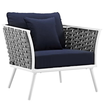 Stance 2 Piece Outdoor Patio Aluminum Sectional Sofa Set, Fabric Aluminium, White Navy 15333