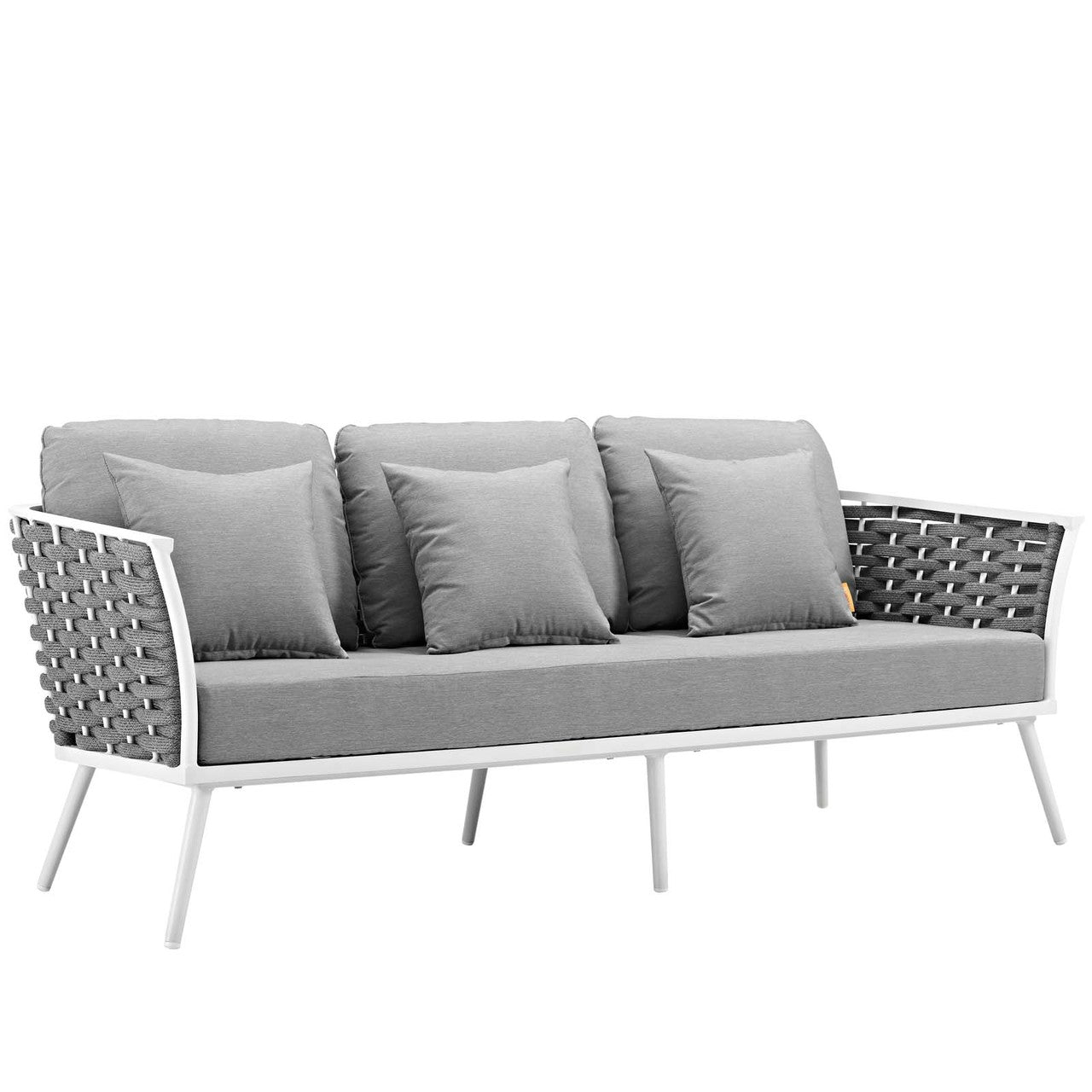 Stance 3 Piece Outdoor Patio Aluminum Sectional Sofa Set, Fabric Aluminium, White Grey Gray 15334
