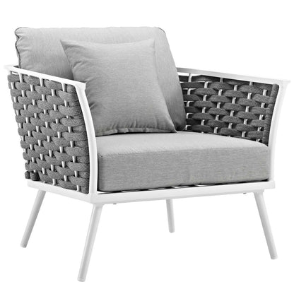 Stance 3 Piece Outdoor Patio Aluminum Sectional Sofa Set, Fabric Aluminium, White Grey Gray 15334