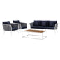 Stance 4 Piece Outdoor Patio Aluminum Sectional Sofa Set, Fabric Aluminium, White Navy 15339