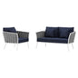 Stance 2 Piece Outdoor Patio Aluminum Sectional Sofa Set, Fabric Aluminium, White Navy 15341