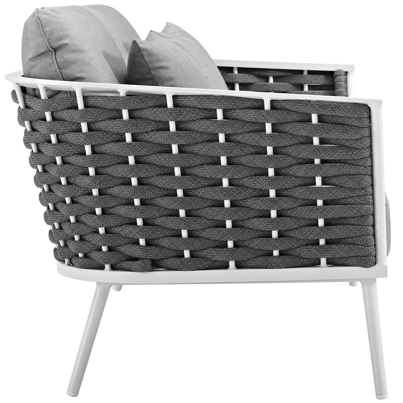Stance 3 Piece Outdoor Patio Aluminum Sectional Sofa Set, Fabric Aluminium, White Grey Gray 15342