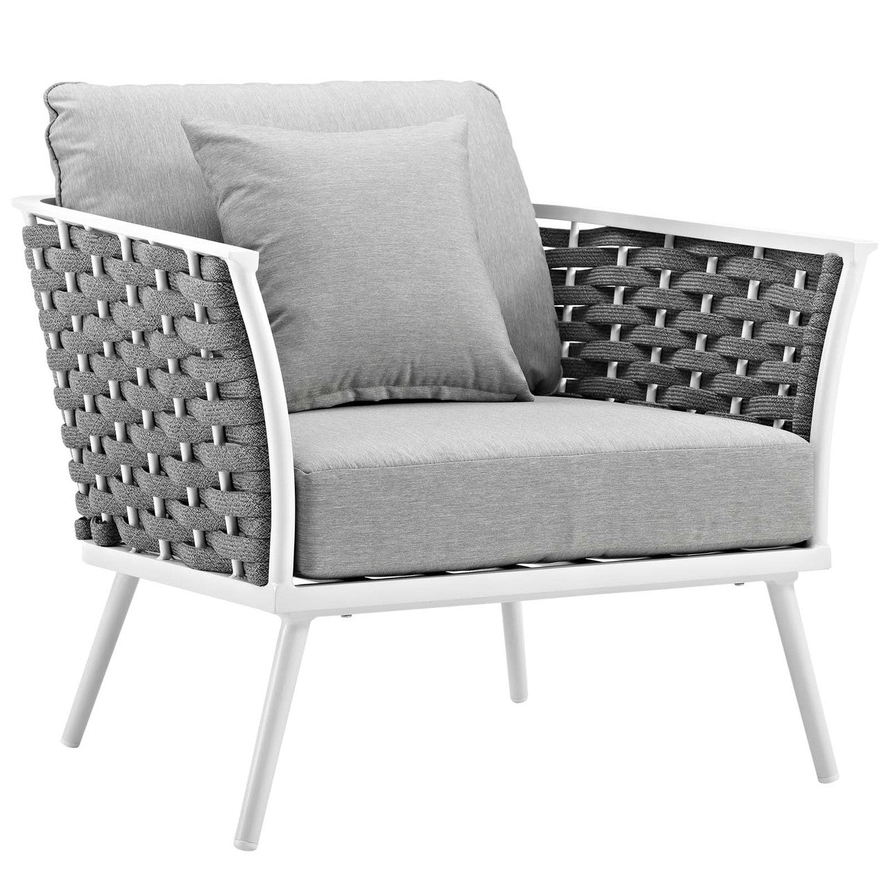 Stance 3 Piece Outdoor Patio Aluminum Sectional Sofa Set, Fabric Aluminium, White Grey Gray 15342