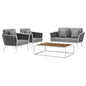 Stance 4 Piece Outdoor Patio Aluminum Sectional Sofa Set, Fabric Aluminium, White Grey Gray 15346