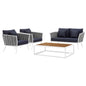 Stance 4 Piece Outdoor Patio Aluminum Sectional Sofa Set, Fabric Aluminium, White Navy 15347
