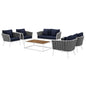 Stance 6 Piece Outdoor Patio Aluminum Sectional Sofa Set, Fabric Aluminium, White Navy 15349
