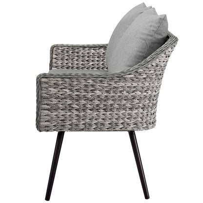Endeavor 3 Piece Outdoor Patio Wicker Rattan Sectional Sofa Set, Aluminum Fabric Wicker Rattan, Grey Gray, 17988