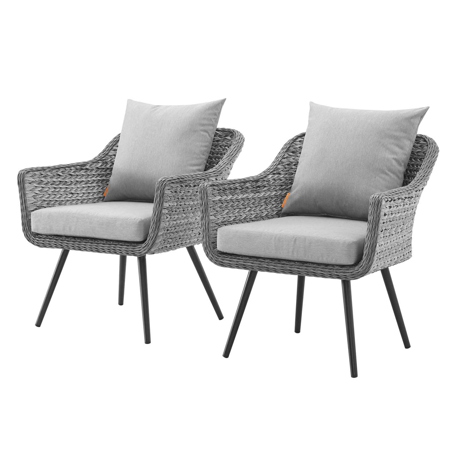 Endeavor Armchair Outdoor Patio Wicker Rattan Set of 2, Fabric Rattan Wicker, Grey Gray, 17286