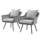 Endeavor Armchair Outdoor Patio Wicker Rattan Set of 2, Fabric Rattan Wicker, Grey Gray, 17286