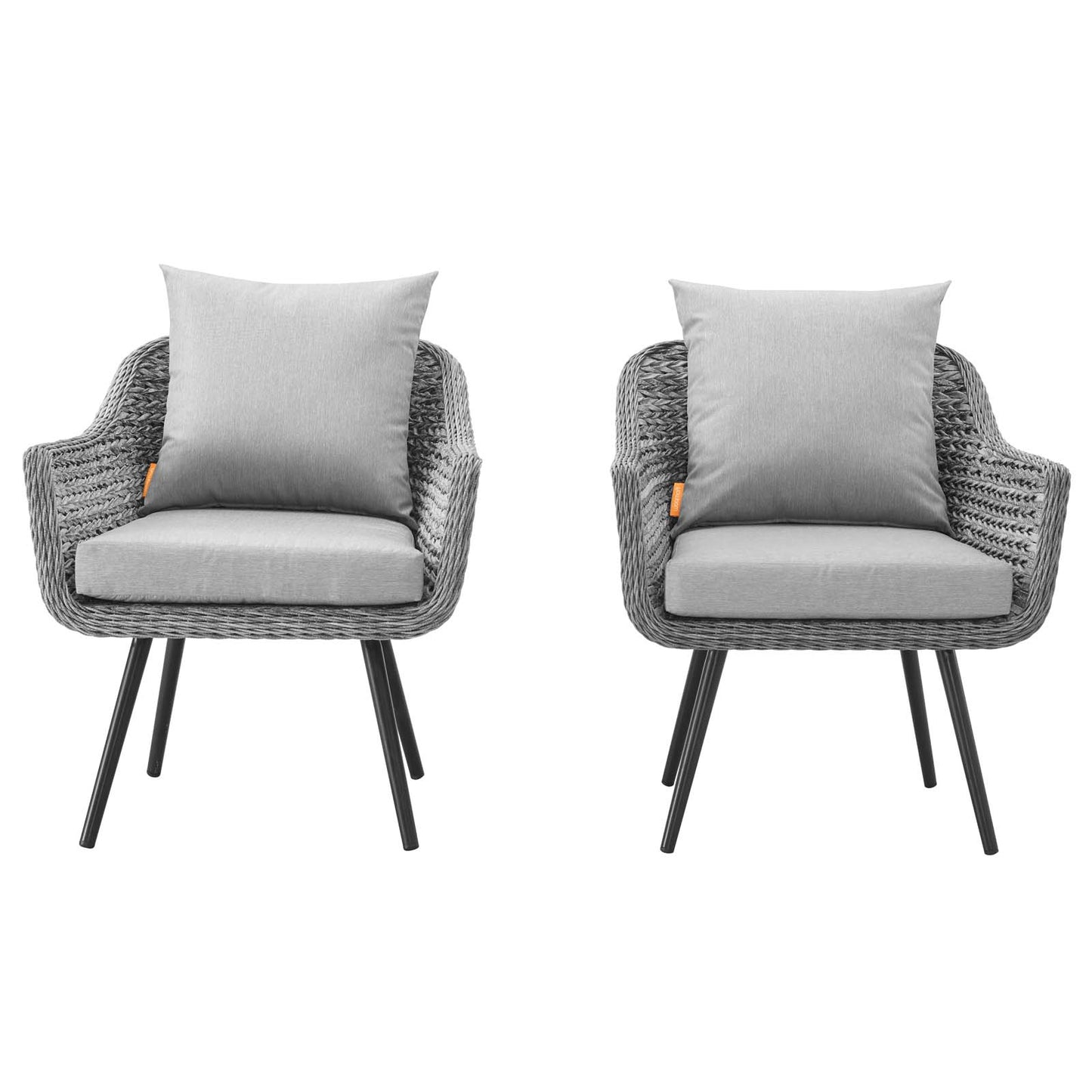 Endeavor Armchair Outdoor Patio Wicker Rattan Set of 2, Fabric Rattan Wicker, Grey Gray, 17286