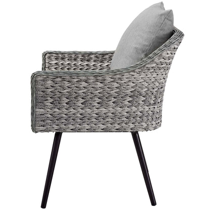 Endeavor Armchair Outdoor Patio Wicker Rattan Set of 2, Fabric Rattan Wicker, Grey Gray, 17286