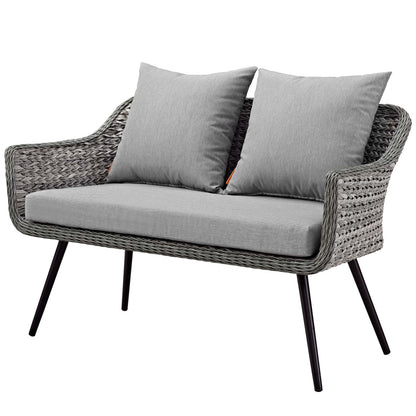 Endeavor 5 Piece Outdoor Patio Wicker Rattan Sectional Sofa Set, Aluminum Fabric Wicker Rattan, Grey Gray, 17288