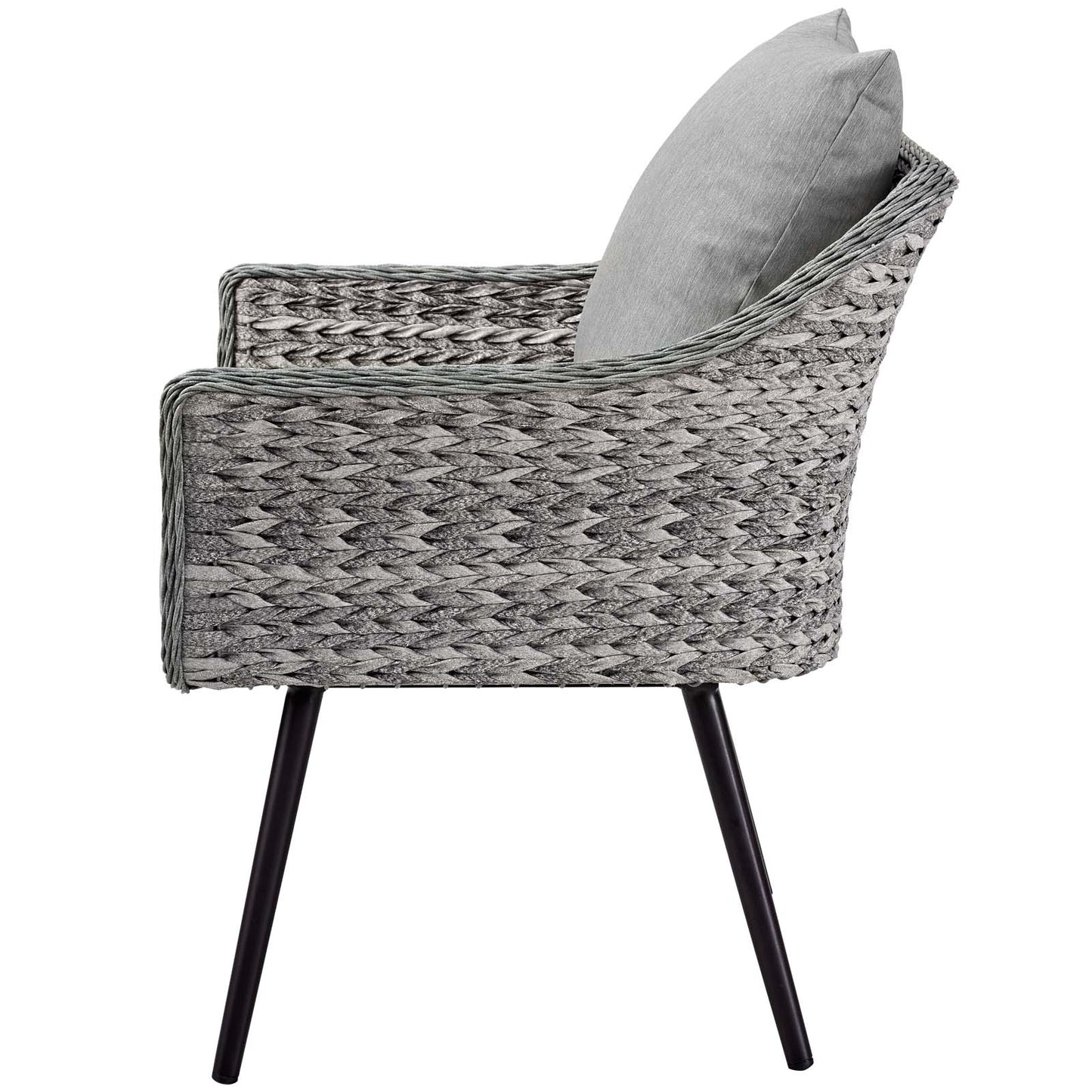 Endeavor 3 Piece Outdoor Patio Wicker Rattan Sectional Sofa Set, Aluminum Fabric Wicker Rattan, Grey Gray, 17289
