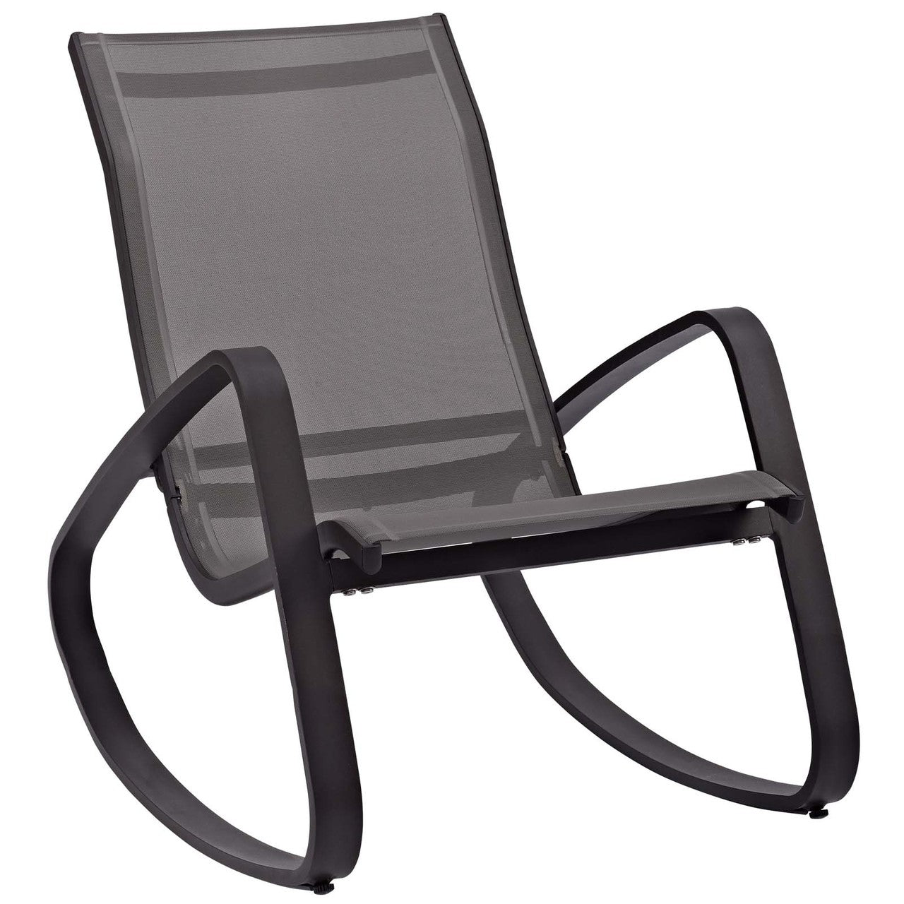 Traveler Rocking Lounge Chair Outdoor Patio Mesh Sling Set of 2, Aluminum Metal Steel, Black 15688