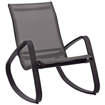 Traveler Rocking Lounge Chair Outdoor Patio Mesh Sling Set of 2, Aluminum Metal Steel, Black 15688