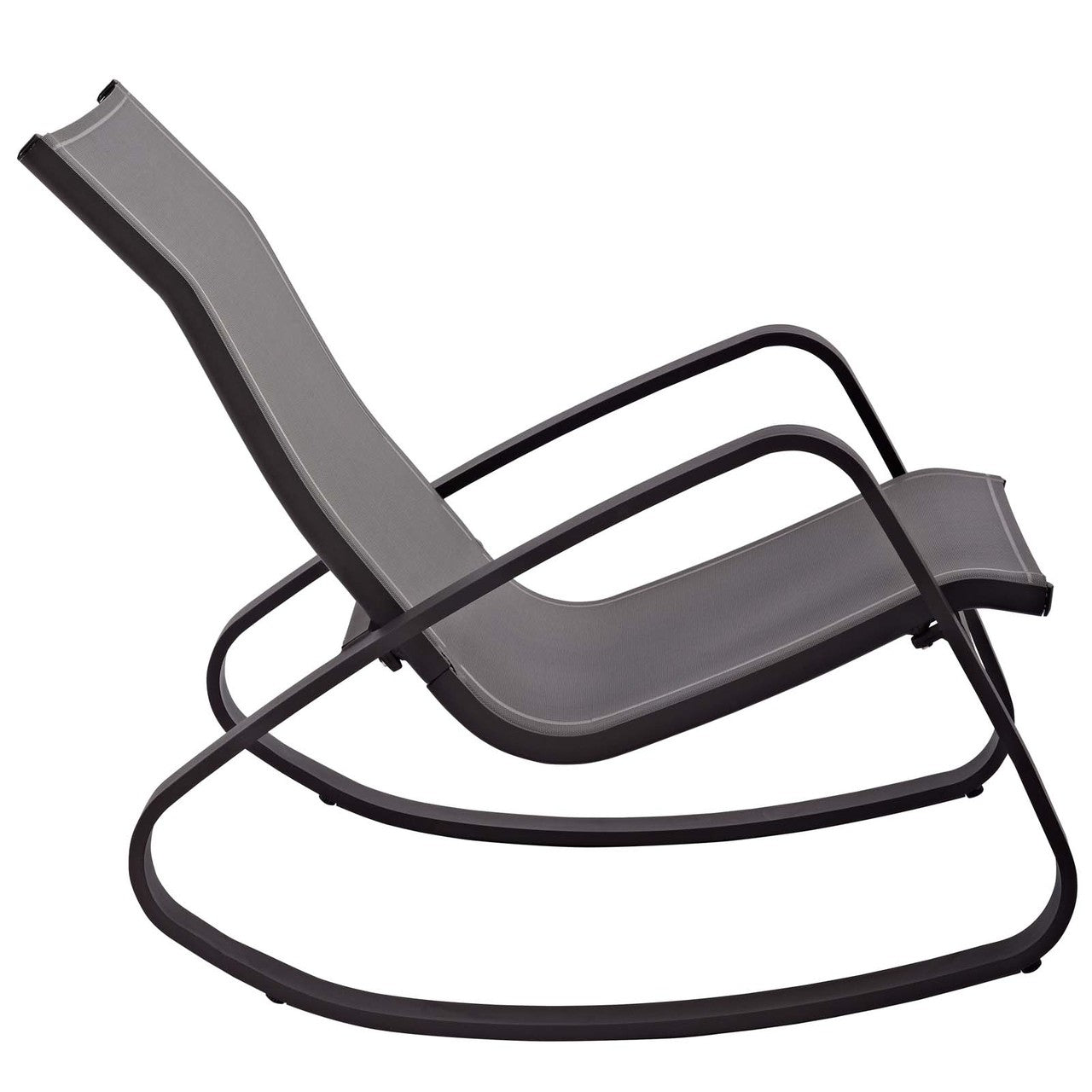 Traveler Rocking Lounge Chair Outdoor Patio Mesh Sling Set of 2, Aluminum Metal Steel, Black 15688