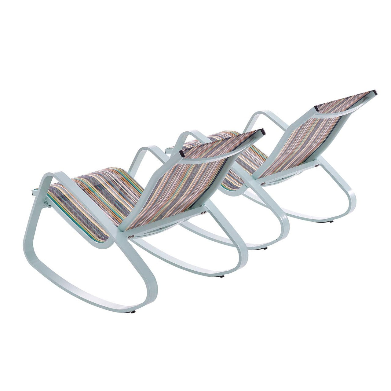 Traveler Rocking Lounge Chair Outdoor Patio Mesh Sling Set of 2, Aluminum Metal Steel, Green 15689
