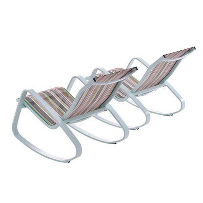 Traveler Rocking Lounge Chair Outdoor Patio Mesh Sling Set of 2, Aluminum Metal Steel, Green 15689