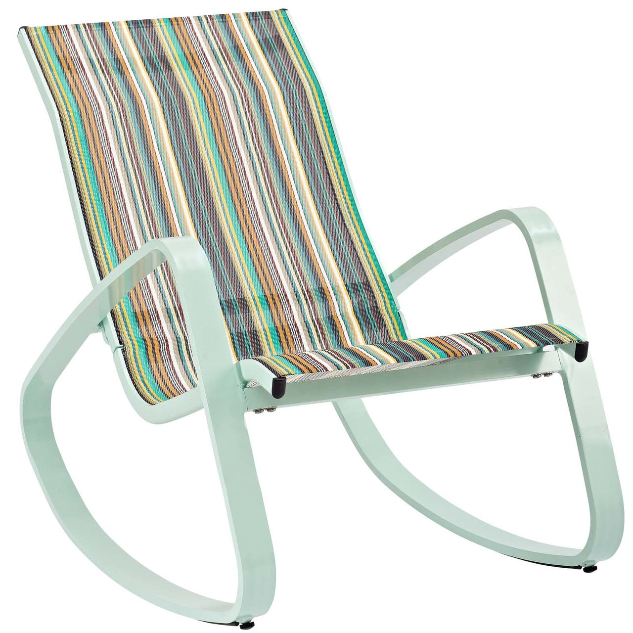 Traveler Rocking Lounge Chair Outdoor Patio Mesh Sling Set of 2, Aluminum Metal Steel, Green 15689
