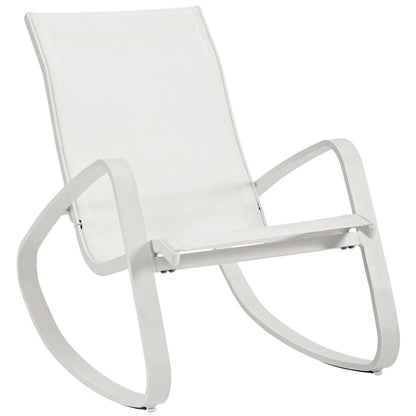 Traveler Rocking Lounge Chair Outdoor Patio Mesh Sling Set of 2, Aluminum Metal Steel, White 15690
