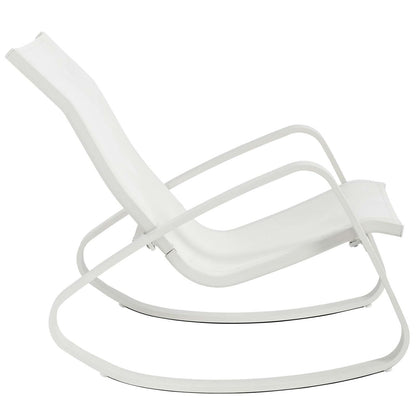 Traveler Rocking Lounge Chair Outdoor Patio Mesh Sling Set of 2, Aluminum Metal Steel, White 15690