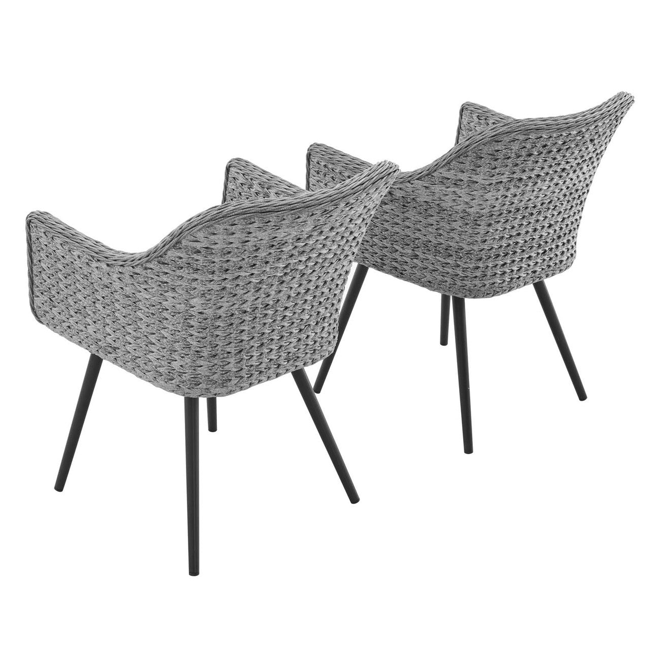 Endeavor Dining Armchair Outdoor Patio Wicker Rattan Set of 2, Rattan Wicker, Grey Gray 15691