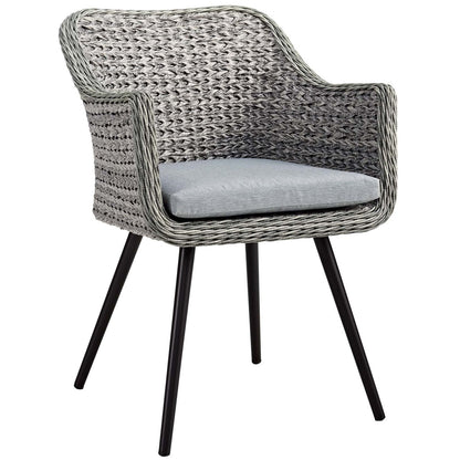 Endeavor Dining Armchair Outdoor Patio Wicker Rattan Set of 2, Rattan Wicker, Grey Gray 15691