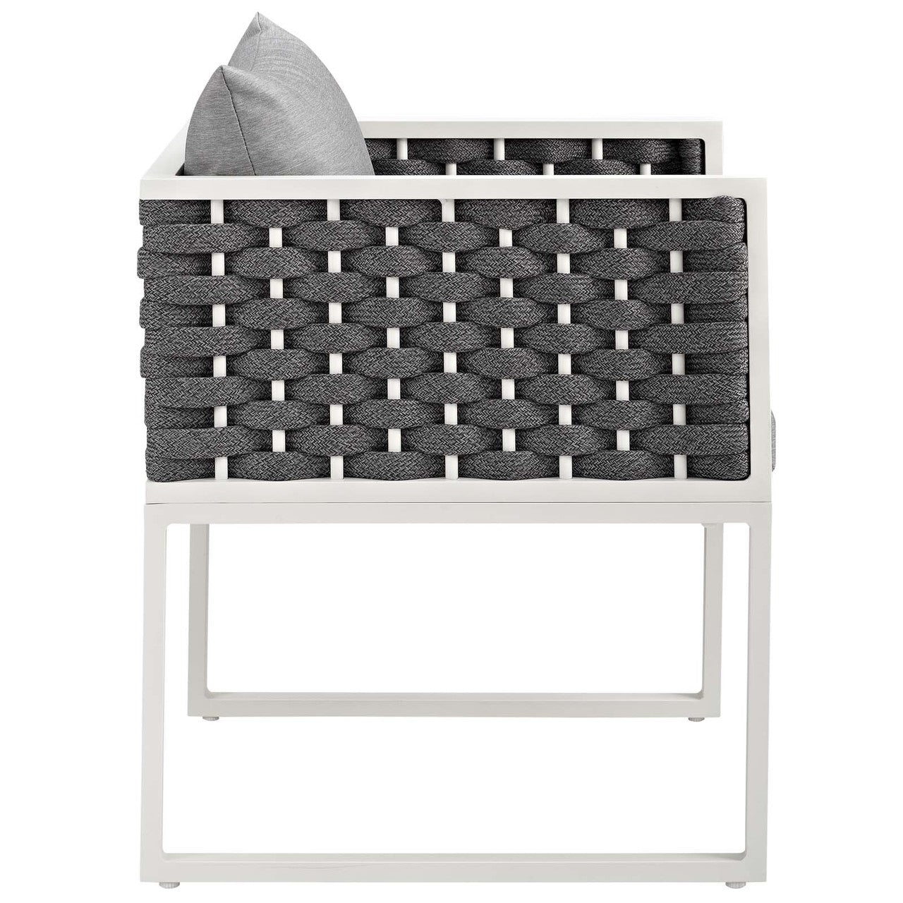 Stance Dining Armchair Outdoor Patio Aluminum Set of 2, Fabric Aluminium, White Grey Gray 15692