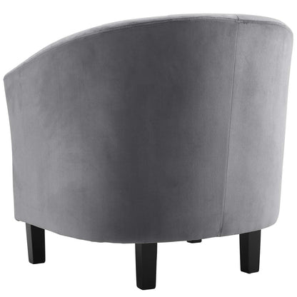 Prospect Channel Tufted Upholstered Velvet Armchair, Velvet Fabric, Grey Gray 15056