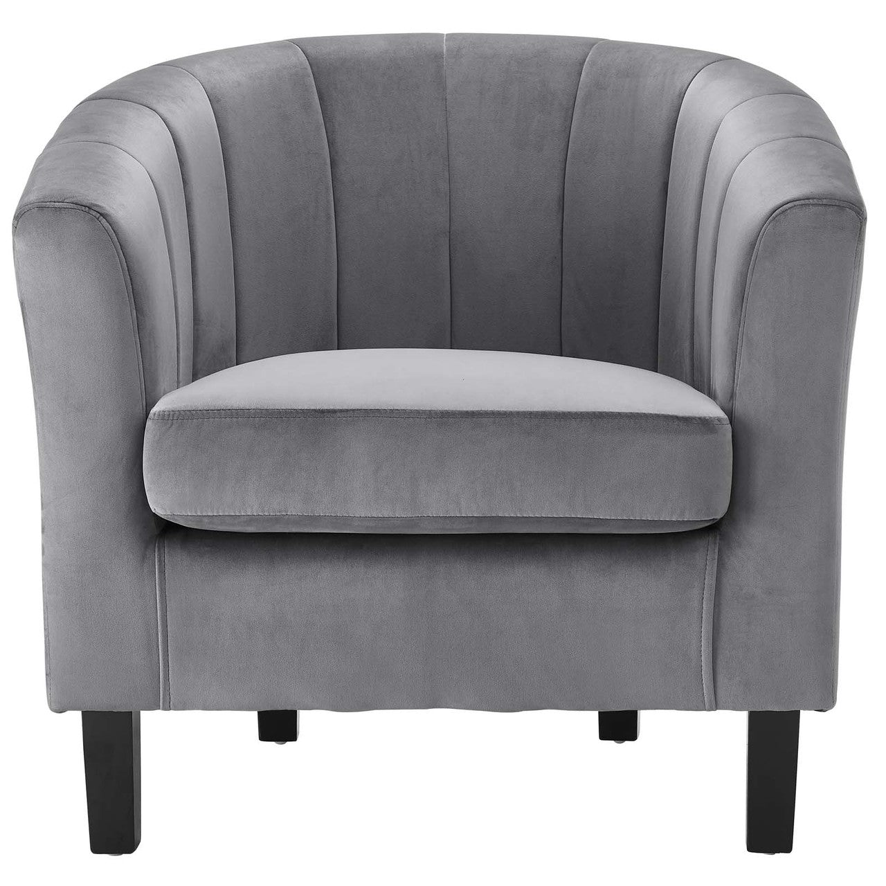 Prospect Channel Tufted Upholstered Velvet Armchair, Velvet Fabric, Grey Gray 15056