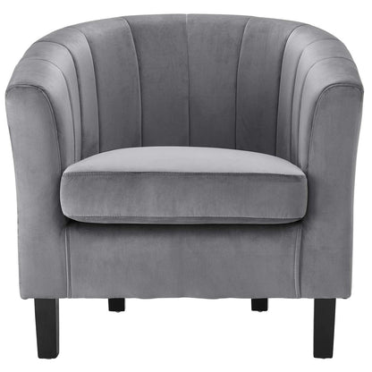 Prospect Channel Tufted Upholstered Velvet Armchair, Velvet Fabric, Grey Gray 15056