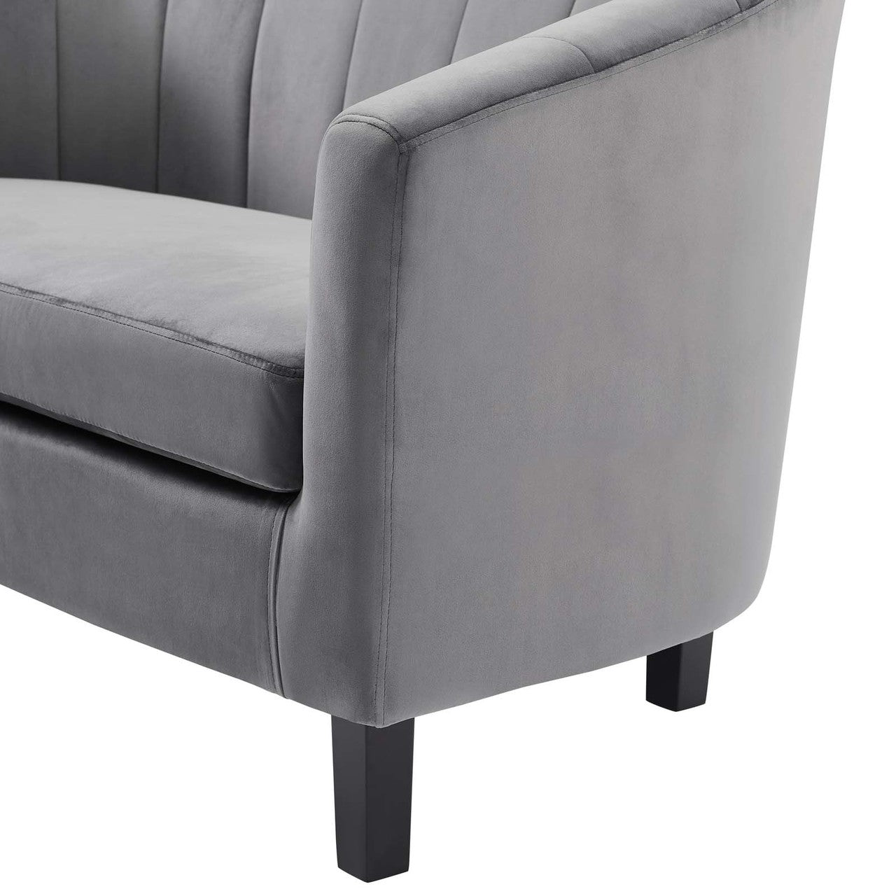 Prospect Channel Tufted Upholstered Velvet Armchair, Velvet Fabric, Grey Gray 15056