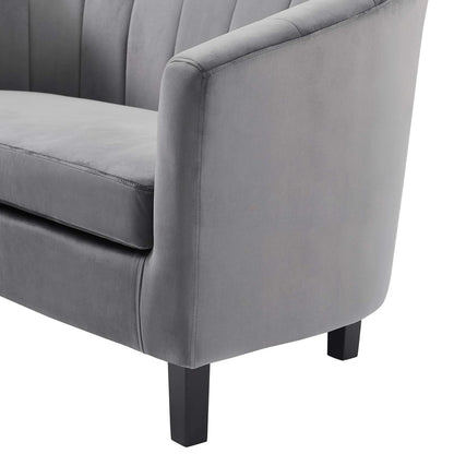 Prospect Channel Tufted Upholstered Velvet Armchair, Velvet Fabric, Grey Gray 15056