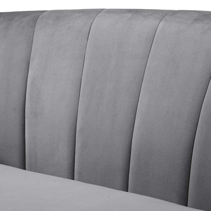 Prospect Channel Tufted Upholstered Velvet Armchair, Velvet Fabric, Grey Gray 15056