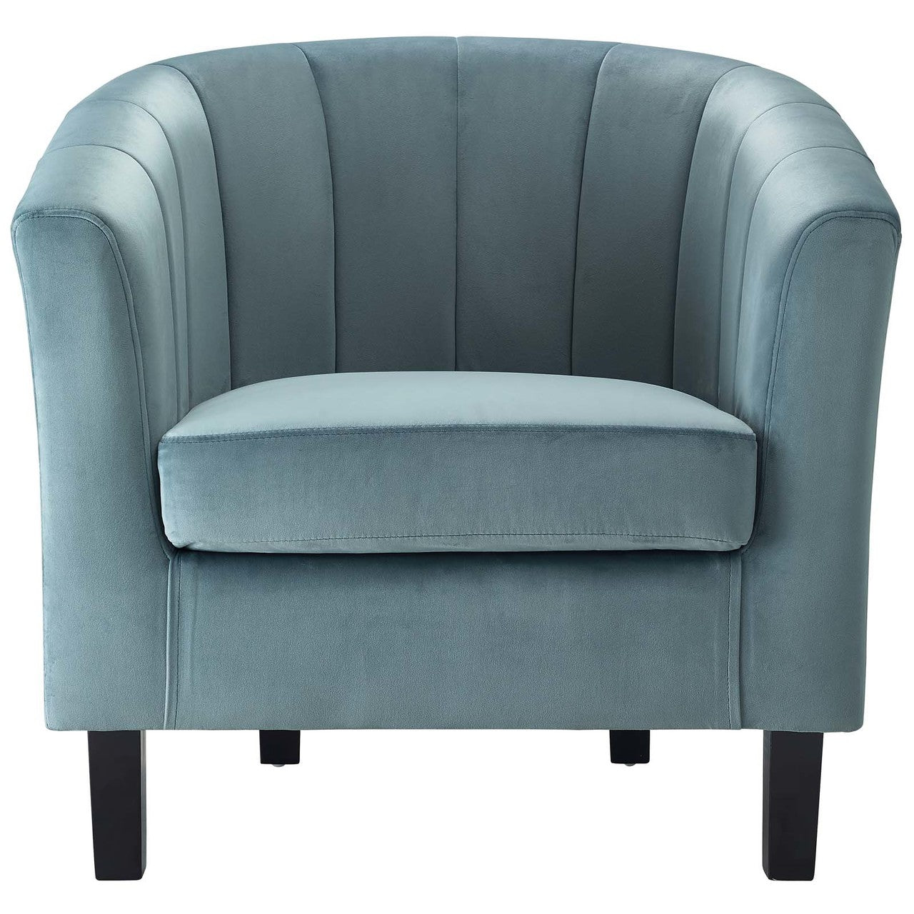 Prospect Channel Tufted Upholstered Velvet Armchair, Velvet Fabric, Light Blue 15057