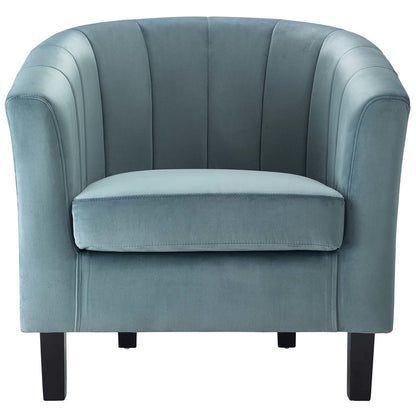 Prospect Channel Tufted Upholstered Velvet Armchair, Velvet Fabric, Light Blue 15057