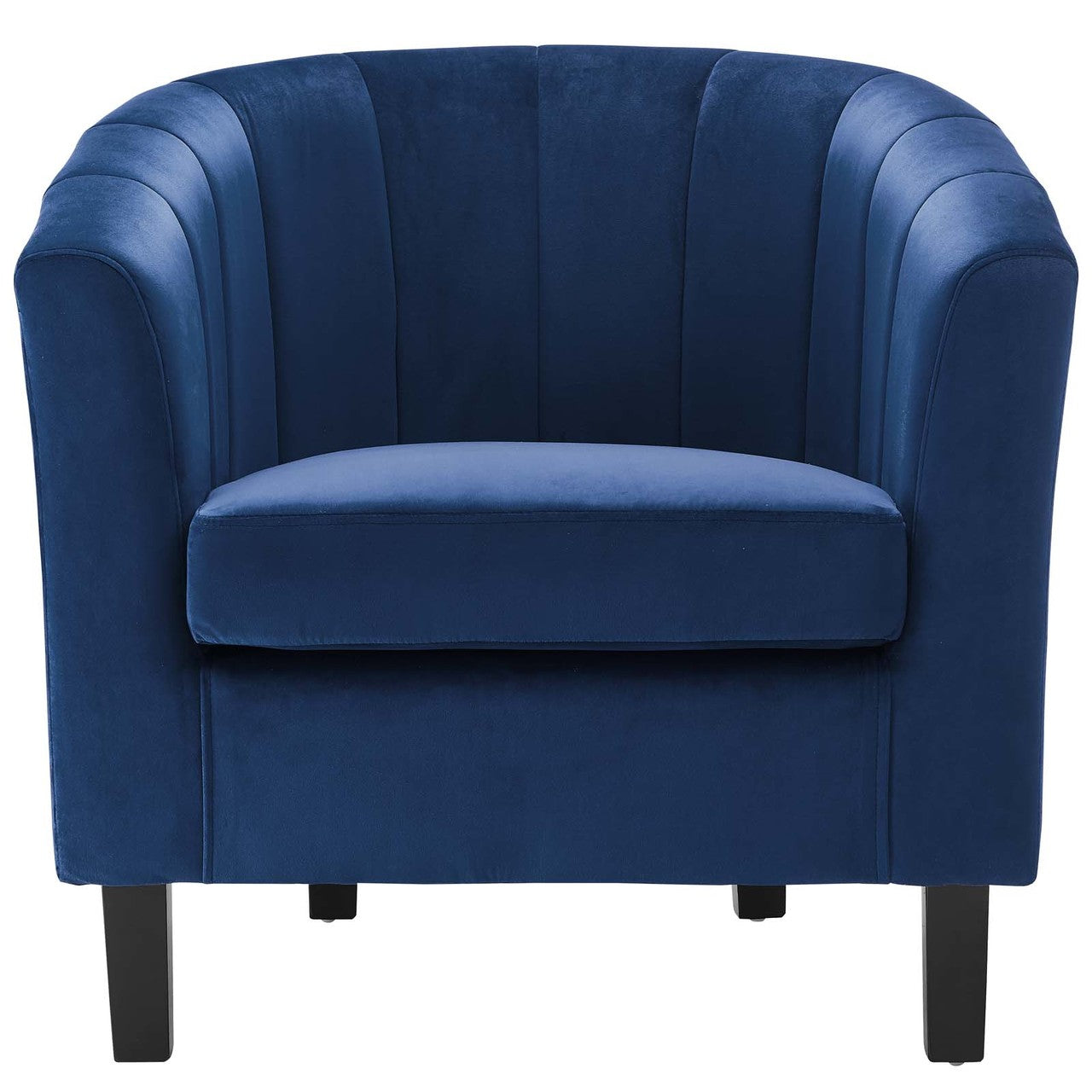 Prospect Channel Tufted Upholstered Velvet Armchair, Velvet Fabric, Navy Blue 15058
