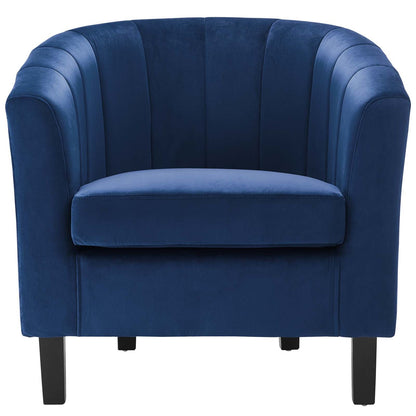 Prospect Channel Tufted Upholstered Velvet Armchair, Velvet Fabric, Navy Blue 15058
