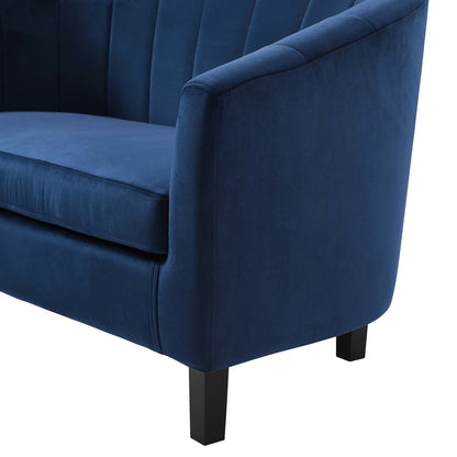 Prospect Channel Tufted Upholstered Velvet Armchair, Velvet Fabric, Navy Blue 15058