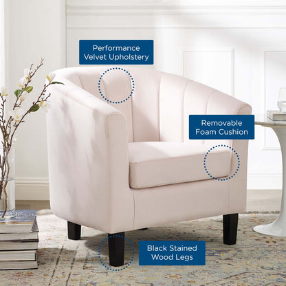 Prospect Channel Tufted Performance Velvet Armchair, Velvet, Pink, 18154