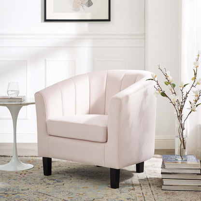 Prospect Channel Tufted Performance Velvet Armchair, Velvet, Pink, 18154