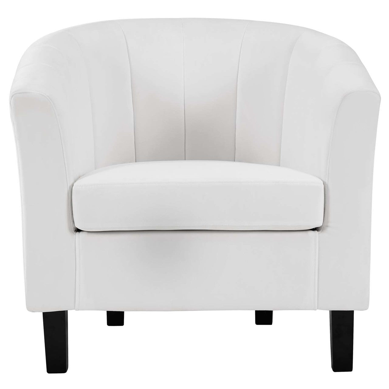 Prospect Channel Tufted Upholstered Velvet Armchair, Velvet Fabric, White 15353