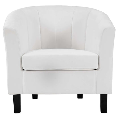 Prospect Channel Tufted Upholstered Velvet Armchair, Velvet Fabric, White 15353