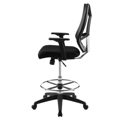 Extol Mesh Drafting Chair, Fabric, Black 15063