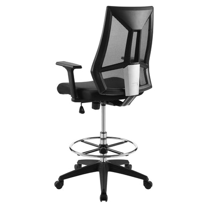 Extol Mesh Drafting Chair, Fabric, Black 15063