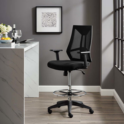 Extol Mesh Drafting Chair, Fabric, Black 15063