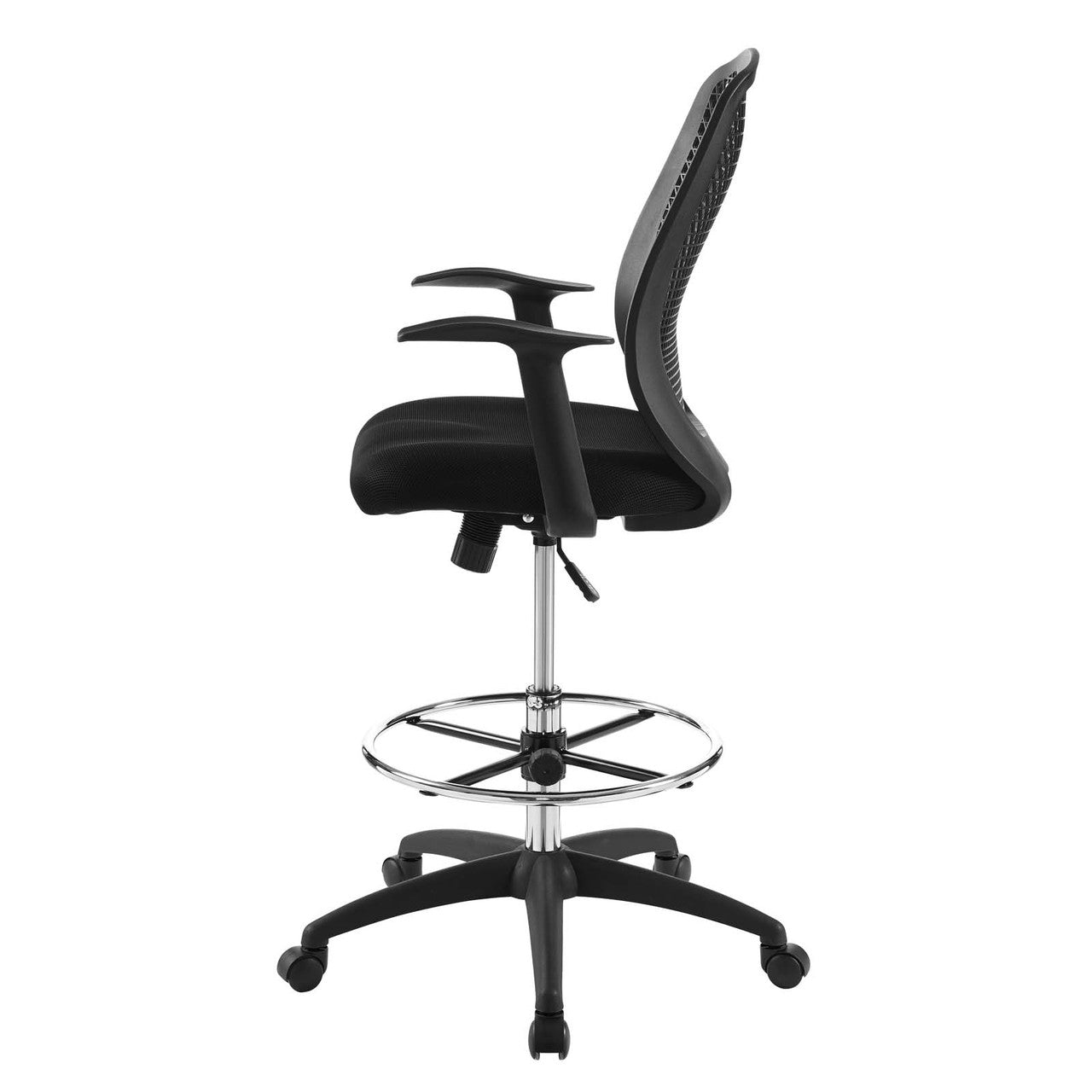 Intrepid Mesh Drafting Chair, Fabric, Black 15064